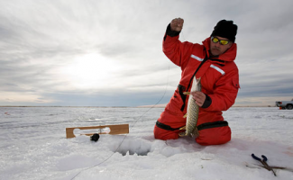 Ice Fishing with Chuck using Icespike Traction System