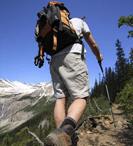 Hiker using Ice Spikes on boots
